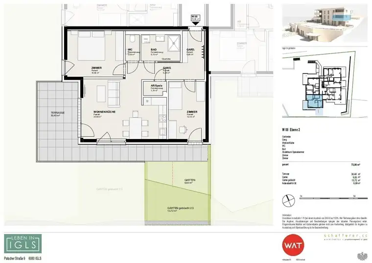 Leben in IGLS - Top W 08: Stylische 3-Zimmer-Terrassen-Gartenwohnung