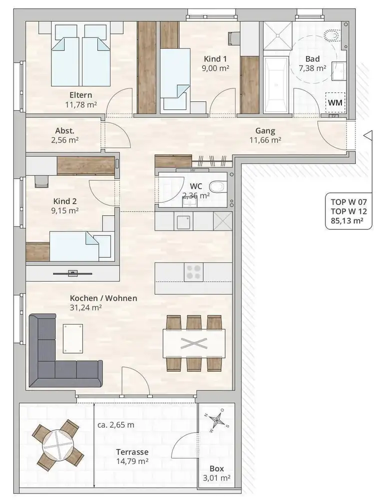 Schöne 4-Zimmer-Terrassenwohnung (TOP 7) in Frastanz, Beim Feldgatter 5