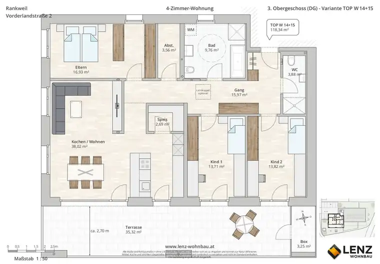 4-Zimmer-Penthousewohnung (TOP 14+15) in Rankweil, Vorderlandstraße