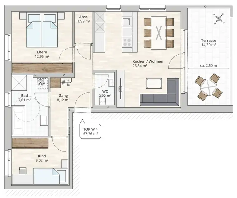 3-Zimmer-Terrassenwohnung (TOP 4) in Nenzing, Christian-Hummel-Weg