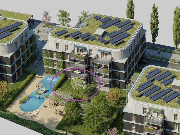 GRÜNE STADTVILLEN - Gartenwohnung mit 2 Zimmern | Holzbauweise - Erdwärme - Nachhaltig | Provisionsfrei!