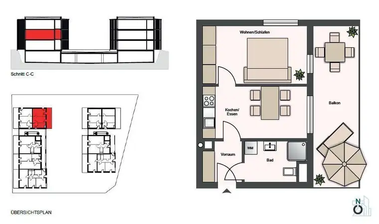Befristet vermietete - Anlegerwohnung mit Balkon und Küche in Straßgang! Provisionsfrei!