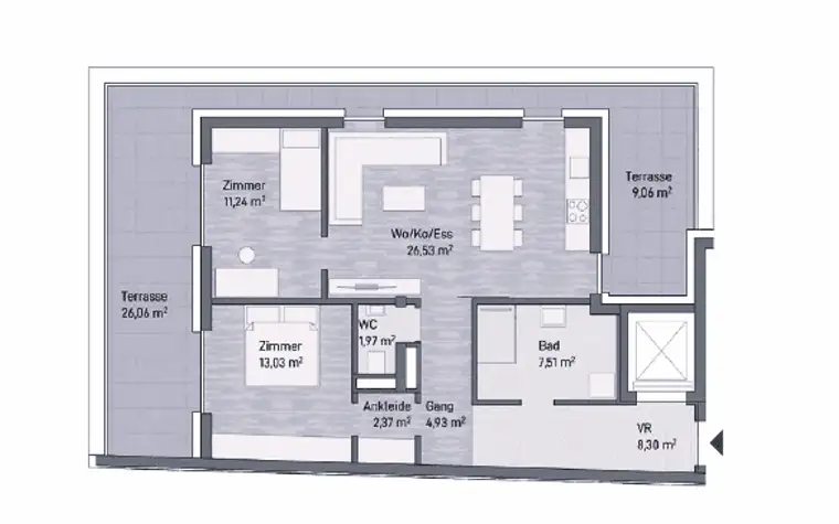 -8,5% Baustartaktion! 3-Zi.-Anlegerwohnung (75,88m²) mit großem Balkon - Grazer Stadtlage
