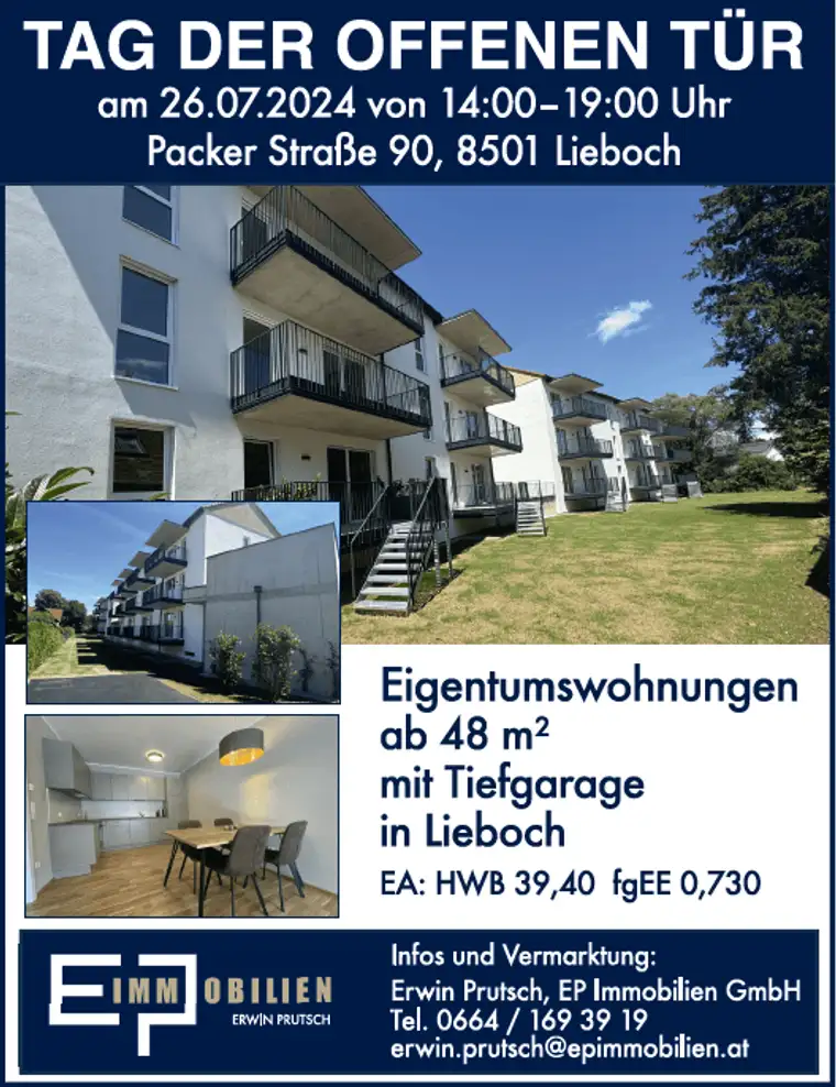 3 Zimmer Neubauwohnung (ca. 69m²) mit Balkon und TG in LIEBOCH bei Graz