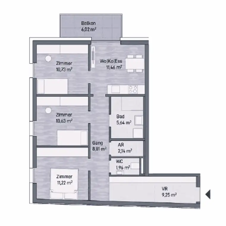 -8,5% Baustartaktion! 4-Zi.- Anlegerwohnung (71,04m²) mit Balkon - Grazer Stadtlage