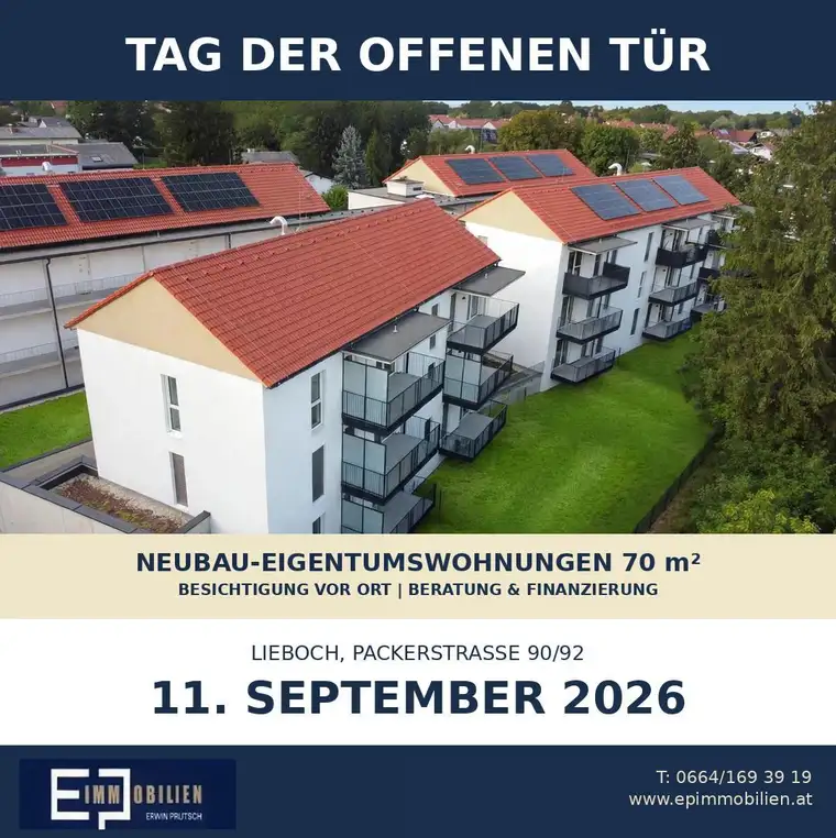 PROVISIONSFREI! Erstbezug 3-Zimmer Neubau-Eigentumswohnung (69,85 m²) Balkon u. Grünbereich/Lieboch