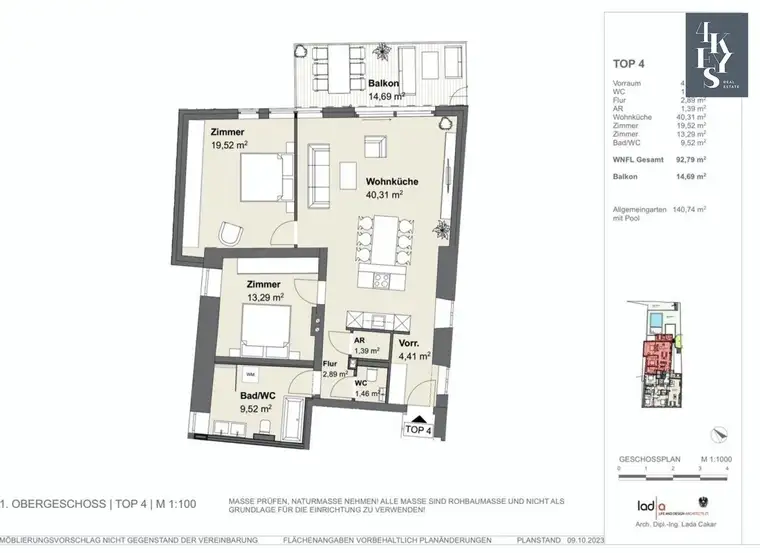 Erstbezug: Top 3-Zimmerwohnung mit großzügigem Balkon | Exklusives Wohnen in Dornbach - Außenpool im Gemeinschaftsgarten