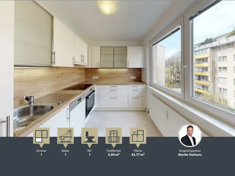 1 Zimmer Wohnung - möbliertes Apartment || getrennte Küche || Loggia || Nähe Hauptbahnhof