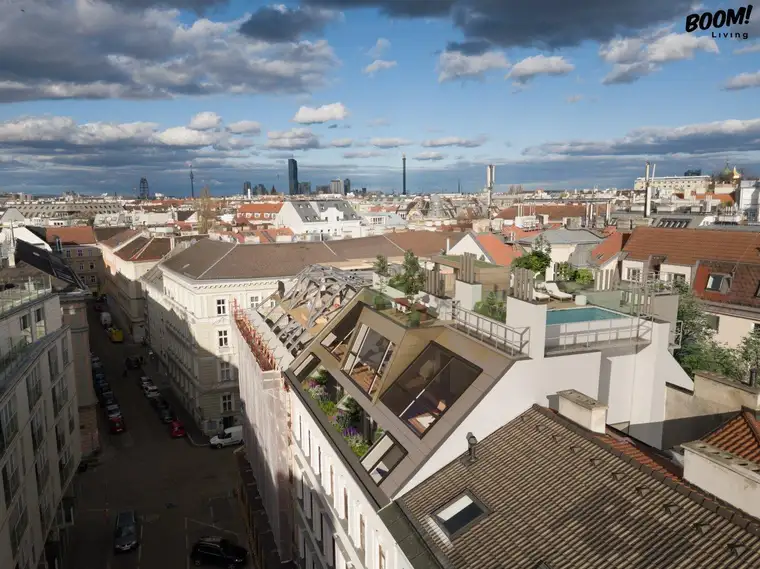 Urbaner Luxus bei Wien Mitte: Lichtdurchflutetes 2-Zimmer-DG-Apartment mit Loggia