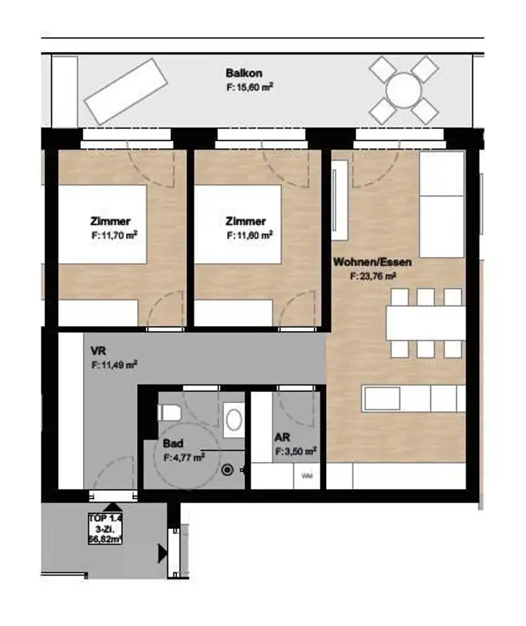 3 Zimmer Wohnung mit Loggia - Erstbezug 