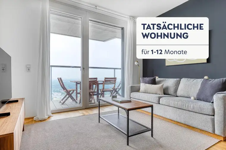 Marinatower: U2 Donaumarina, 2Zi mit Balkon mit Ausblick auf Donau, Gym, Sauna, Shops im Tower(VIE140)