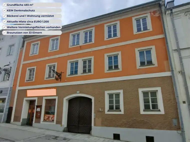 STADTHAUS mit viel POTENZIAL nahe Hauptplatz mit Braunutzung und vermietetem Geschäftslokal und einer Wohnung