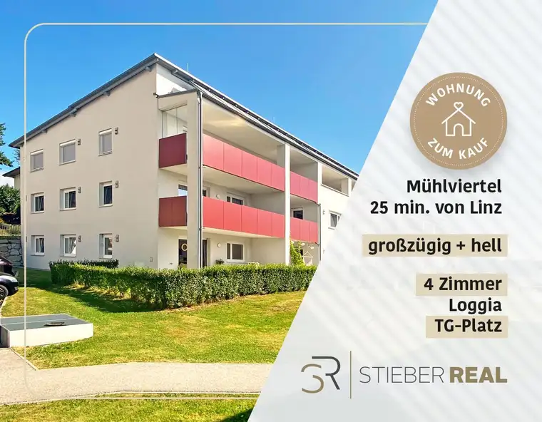 Ihr neues Zuhause im Grünen! Moderne 4-Zimmer Wohnung mit Loggia und Tiefgarage in Haibach
