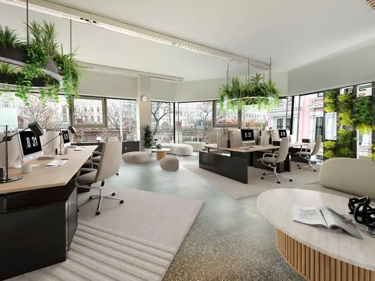Moderne Bürofläche mit heller und lichtdurchfluteter Arbeitsatmosphäre