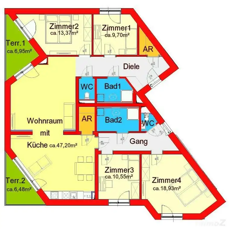 großzügige 5-Zimmer-Neubauwohnung mit zwei kleinen Terrassen im Villenvierteln zwischen UNI und LKH - Nähe Hilmteich