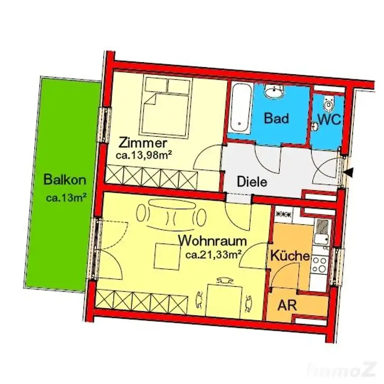 Provisionsfreies Stadtapartment mit Balkon - Rosenkranzgasse