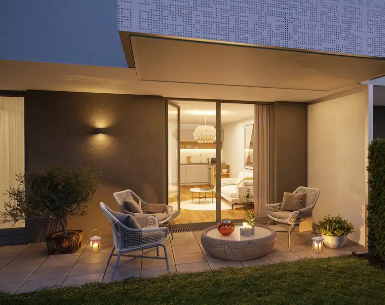 Vollmöblierte 2- Zimmer-Wohn-Oase mit Terrasse und Klimaanlage (1. Monat mietfrei)