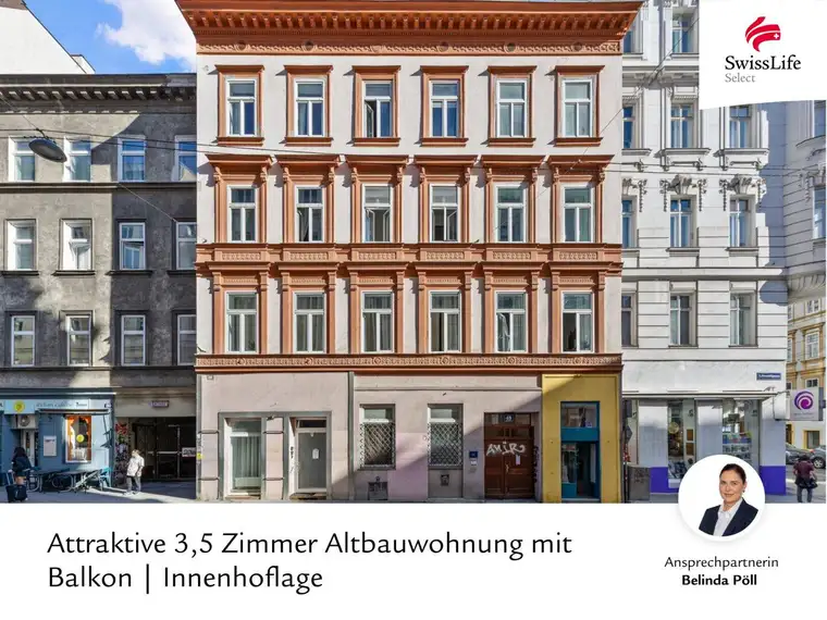 Neustiftgasse | Attraktive 3,5 Zimmer Altbauwohnung mit Balkon | Innenhoflage