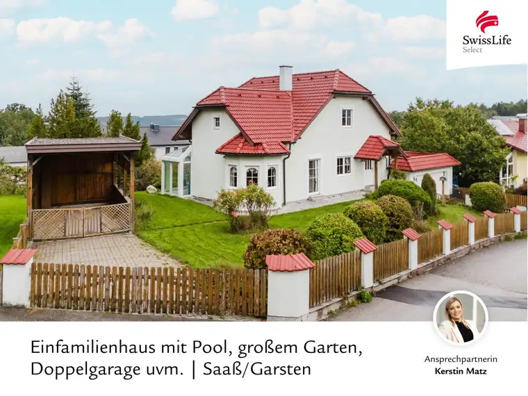 Großzügig Wohnen in traumhafter Lage | Einfamilienhaus in Saaß/Garsten mit Pool, großem Garten, Doppelgarage uvm.