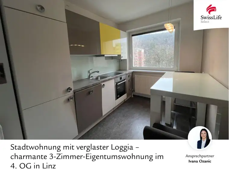 Stadtwohnung mit verglaster Loggia – charmante 3-Zimmer-Eigentumswohnung im 4. OG in Linz