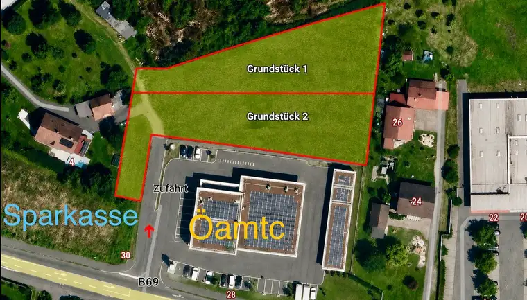 Top Gewerbegrundstück (Teilfläche 1.860-2.000 m² mit rechtskräftigem Bebauungsplan – Provisionsfrei an der B69!