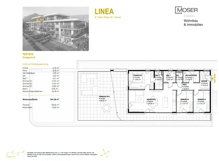 LINEA in Schwaz - Top B10 - Dachgeschosswohnung mit Penthouse-Charakter 