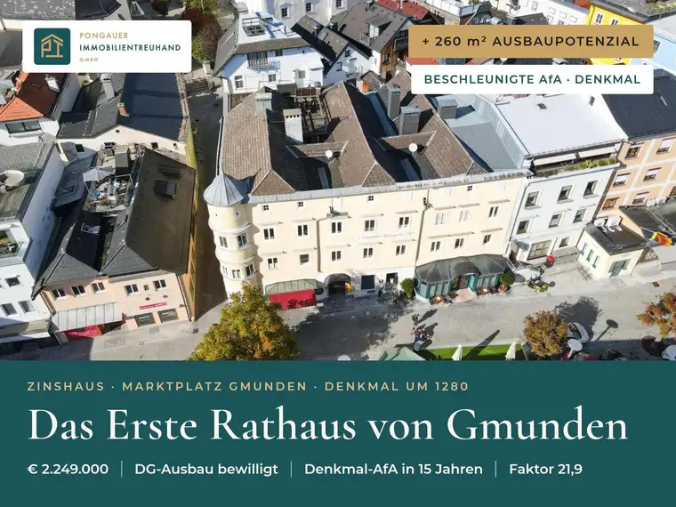 Das Erste Rathaus von Gmunden – historischer Sachwert mit Ertrag, Ausbaupotenzial und steuerlicher Attraktivität