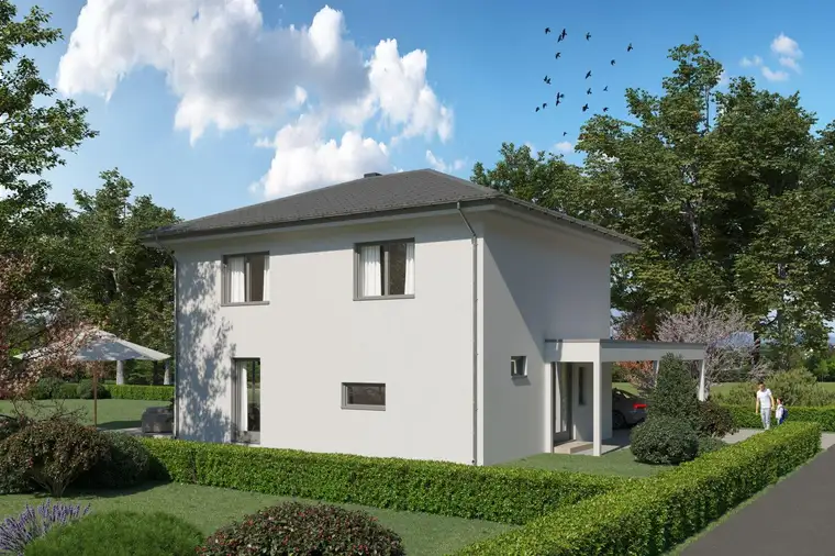 Hochwertiger Einfamilienhaus mit großzügigem Grundstück in Klagenfurt Nähe. Fertigstellung im Herbst 2023.