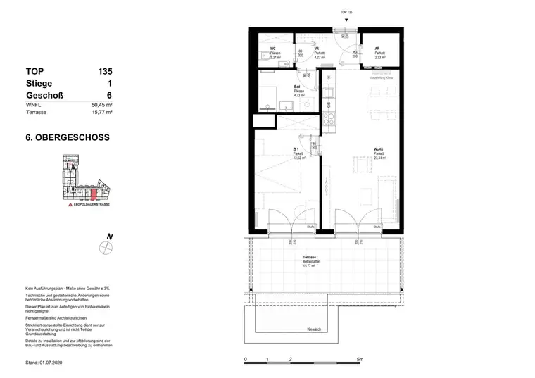 Attraktive 2-Zimmer-Dachgeschosswohnung mit Terrasse und EBK in Wien