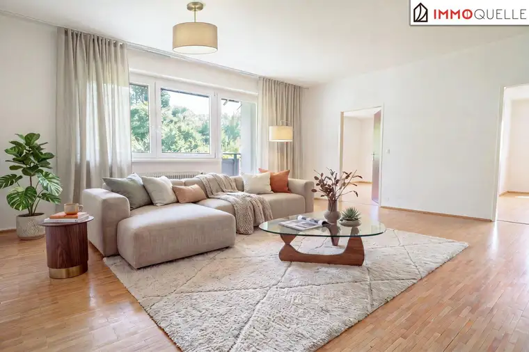 Wohnen mit Blick ins Grüne - Großzügige 4-Zimmer-Wohnung mit südöstlicher Loggia, praktischem Grundriss und Blick ins Grüne
