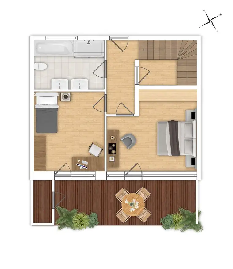 Maisonette-Wohnung mit riesiger Dachterrrasse