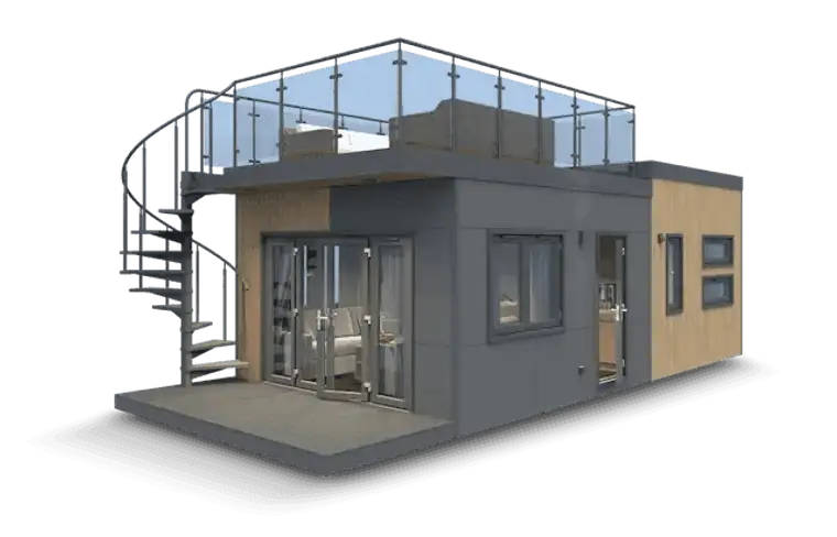 Stilvoller Holz-Bungalow mit Klimaanlage und Maßküche