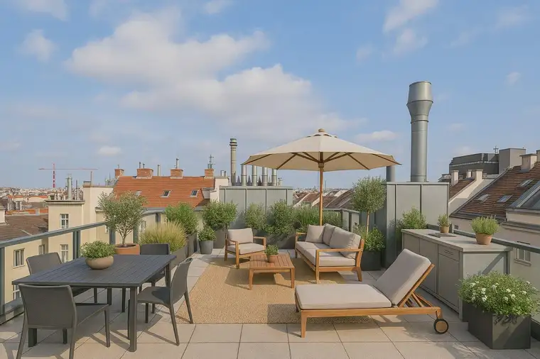 Dachgeschoss Wohnung mit Terrasse, Weitblick und Garagenplatz