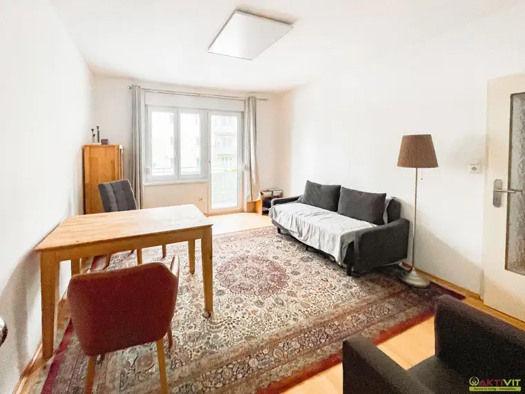 Fußläufig zum LKH: 2-Zimmer-Wohnung mit Westbalkon, gepflegt &amp; sofort beziehbar.