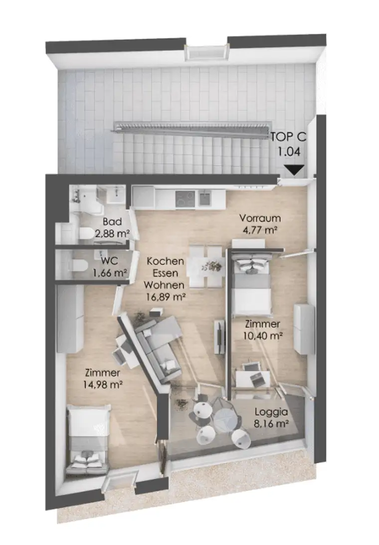 Stadt Carré Wilten - Wohnung mit 2 Schlafzimmern 