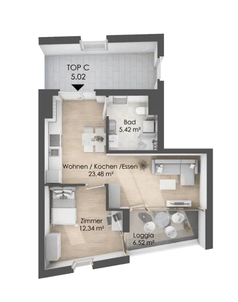 2-Zimmer-Wohnung im Stadt Carré Wilten - Möbelübernahme möglich 