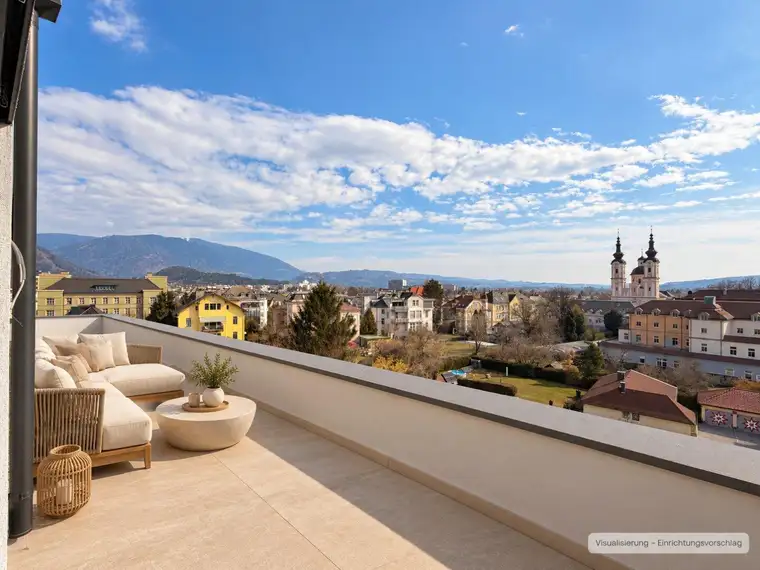 Penthouse „Mittagskogel“ – Ihr Morgen beginnt auf 65 m² Süd-Ost-Terrasse
