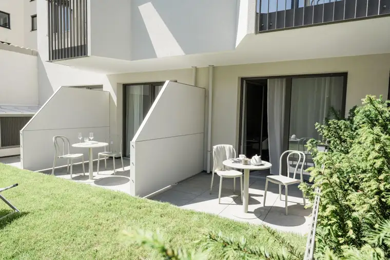 +JONN-Y+ möbliertes GARTEN-Apartment mit Balkon, inkl. Gym, Sauna, Dachterrasse, Community Area, Internet etc.! 7 Min. zum Stephansplatz!