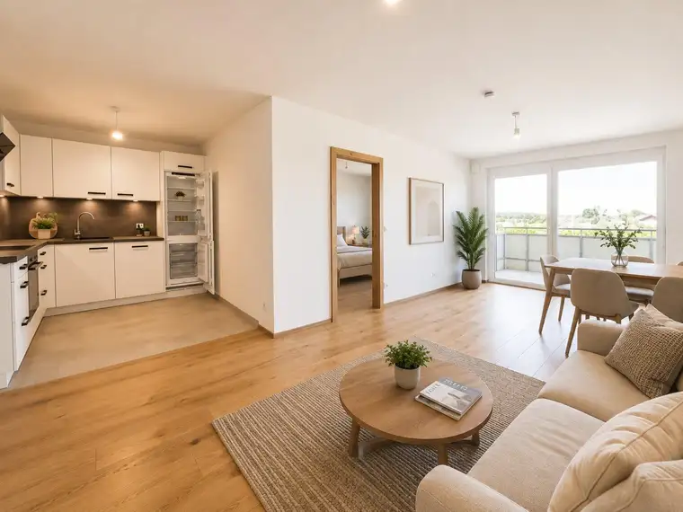 Edle 2-Zimmer Mietwohnung NEUBAU, Tischlerküche, Balkon (West)