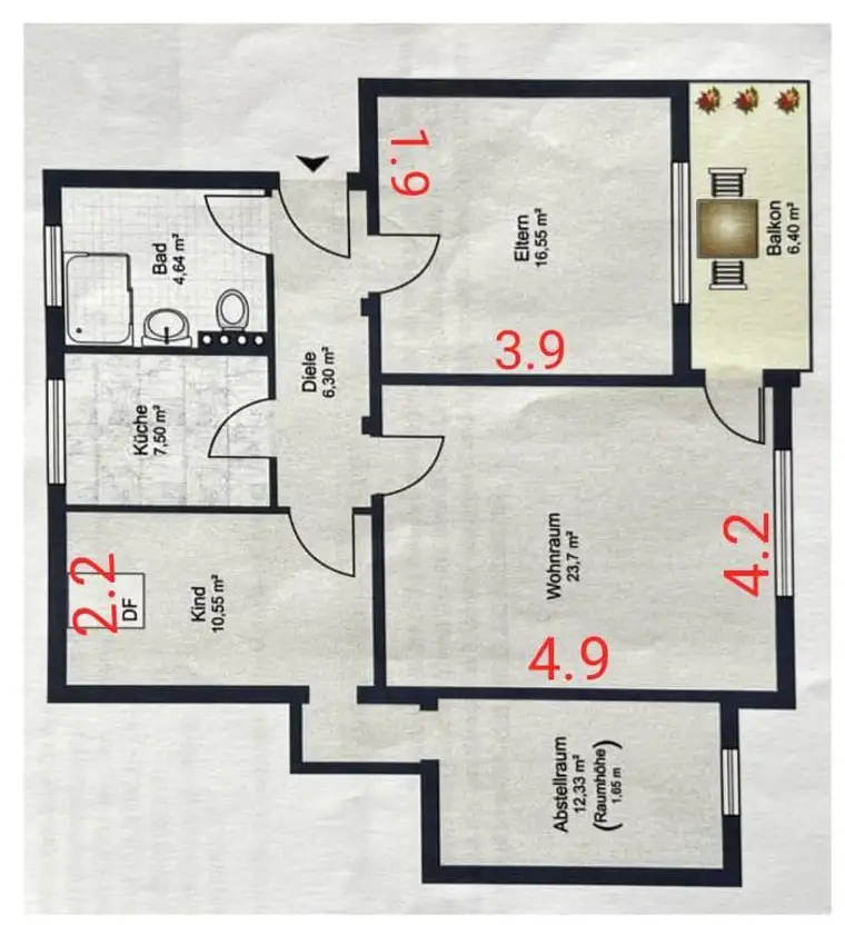 Gemütliche Wohnung mit Balkon in Radfeld