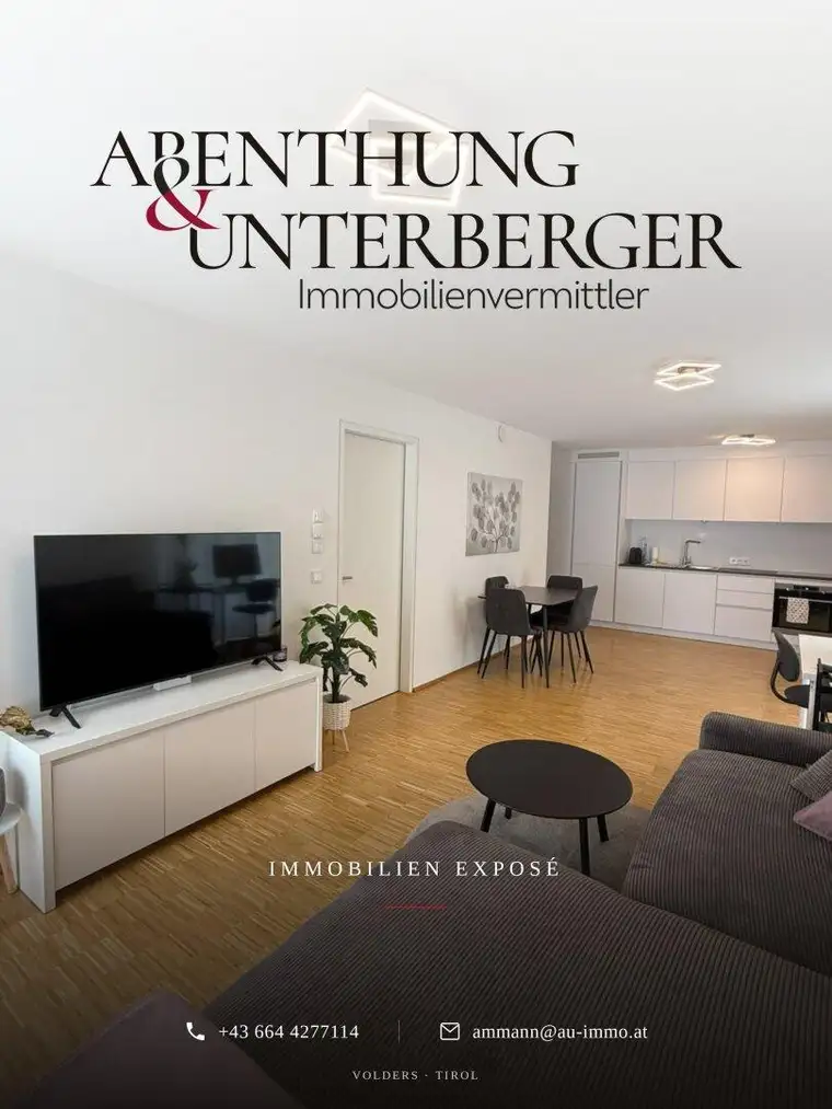 Moderne Terrassenwohnung 58m² mit Bergblick, Loggia, Garage &amp; Einbauküche in Volders