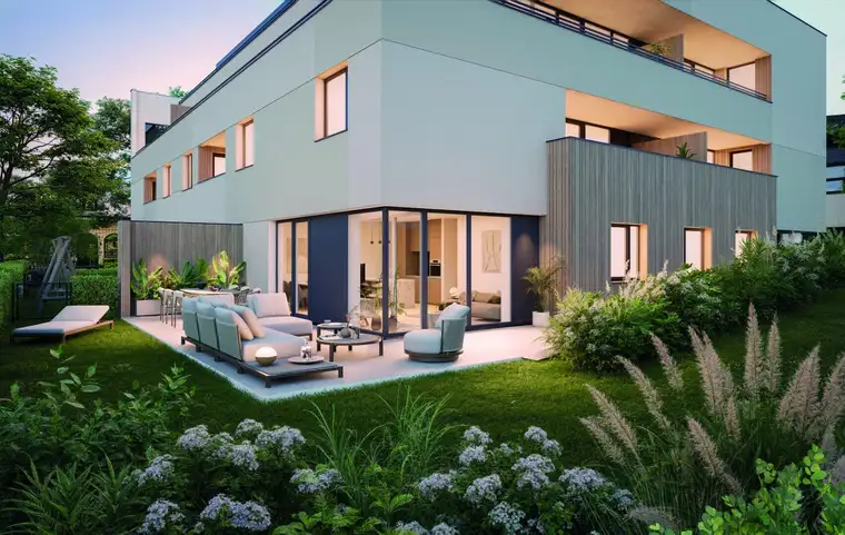 NEUBAUPROJEKT "NONNTAL LIVING": 4-Zimmer Gartenwohnung mit Bungalow-Charakter und großzügigen Freiflächen
