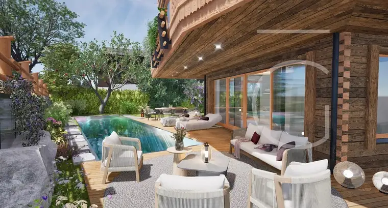 Zweitwohnsitz: Luxuriöse Gartenwohnung mit privaten Pool in Ski In/Ski Out Lage von Leogang!