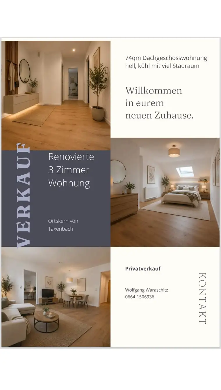 Erstbezug nach Sanierung – moderne / helle 3-Zimmer-Dachgeschosswohnung in Taxenbach 