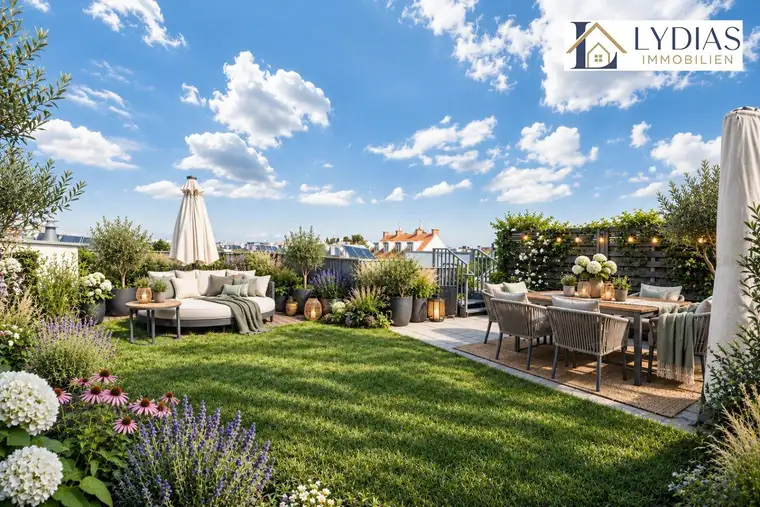 Traumhafte und ruhige DG-Wohnung mit Loggia und eigenen begrünten Dachgarten gesamt ca. 61 m² / Garage / Top Infrastruktur!