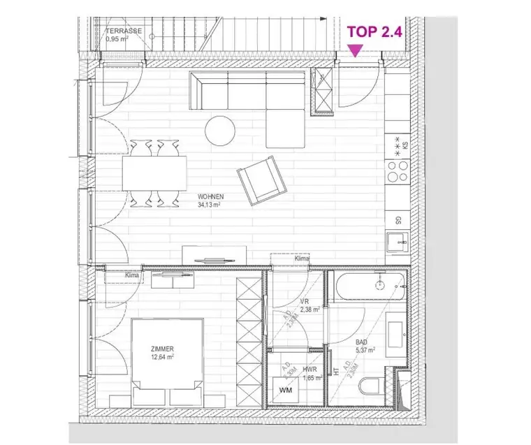 Erstbezug - Coole 2 Zimmer Wohnung mit außergewöhnlicher Dachterrasse