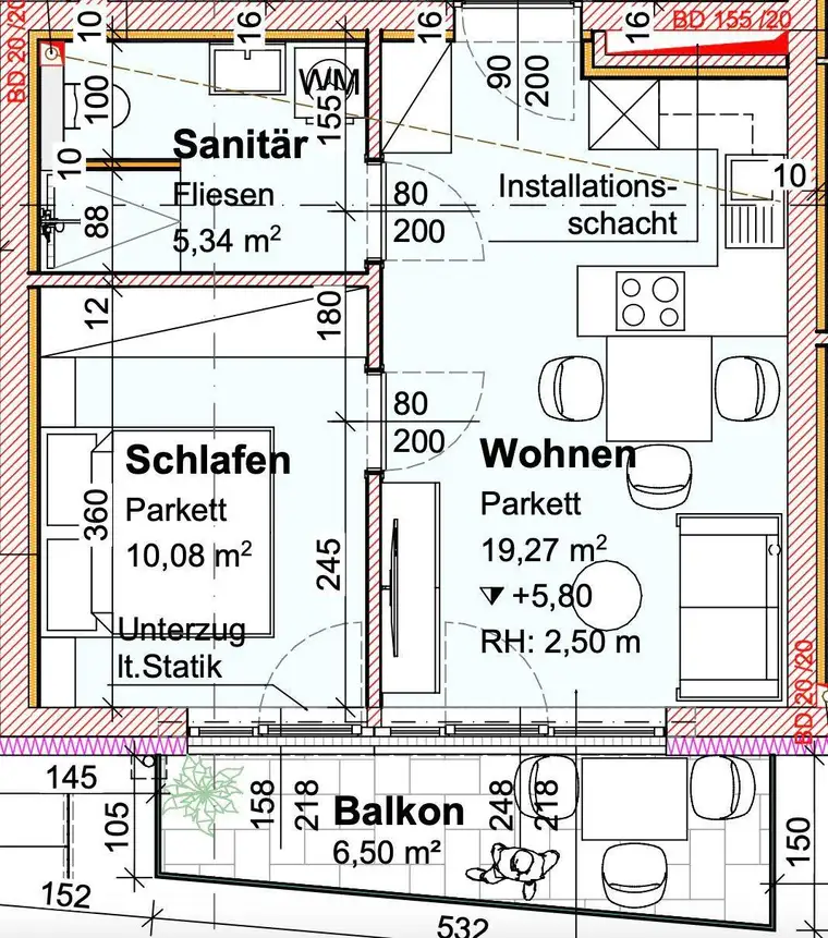 Neubauwohnung mit Balkon und Klimaanlage in Graz