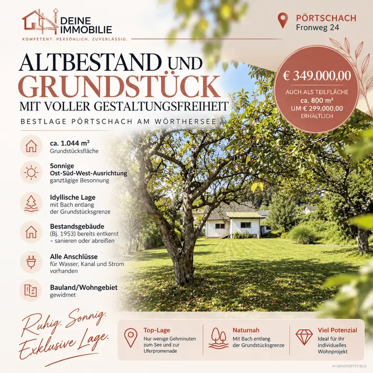 Baugrundstück mit Altbestand voller Gestaltungsfreiheit – Bestlage Pörtschach am Wörthersee