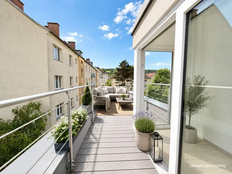 ZENTRUM KLOSTERNEUBURG – 3 ZIMMER – 77 m² gew. NFL – ca. 15 m² Dachterrasse – TOP AUSSTATTUNG