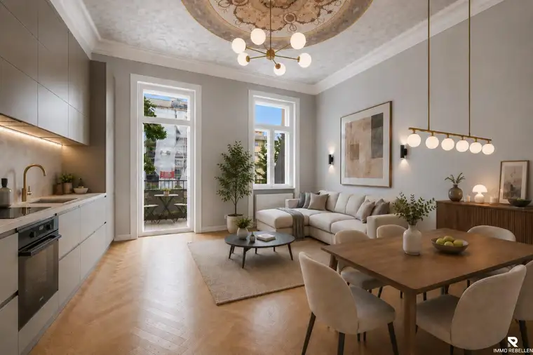 Wohnen am Wienfluss – wunderschön sanierte Altbauwohnung mit Balkon und Grünblick (U4)